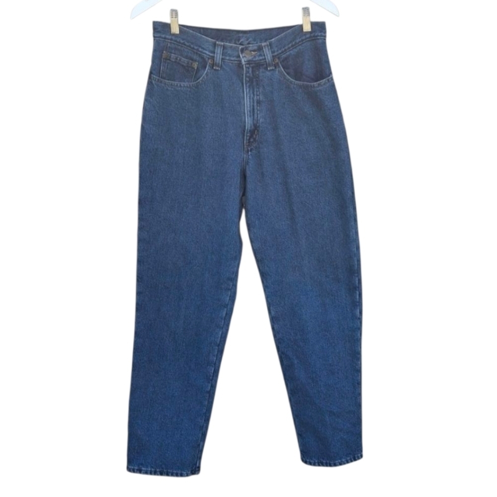 L.L. Bean Jeans Blue Denim Relaxed Fit Red Fleece Lined Women Size 10R